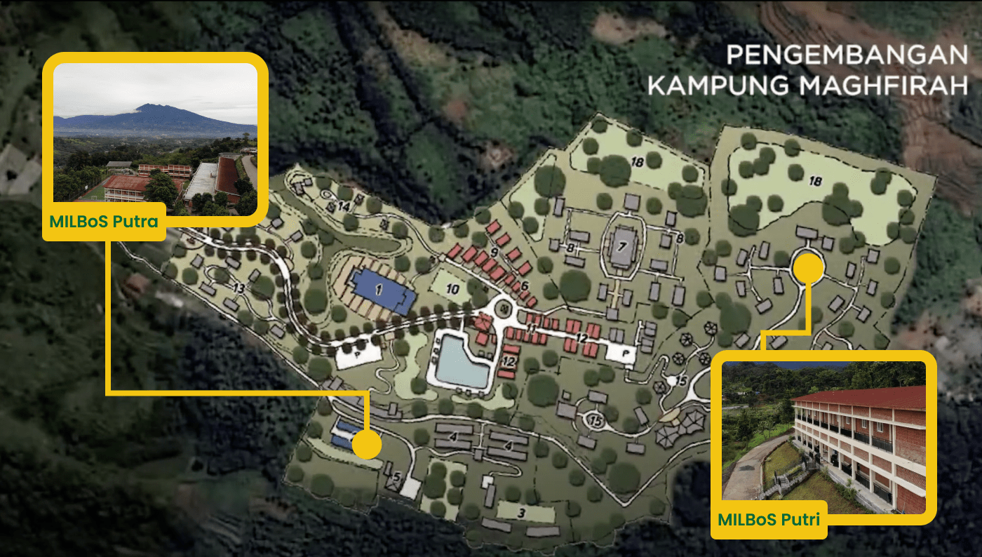Kampus putra & putri terpisah, satu lingkungan.